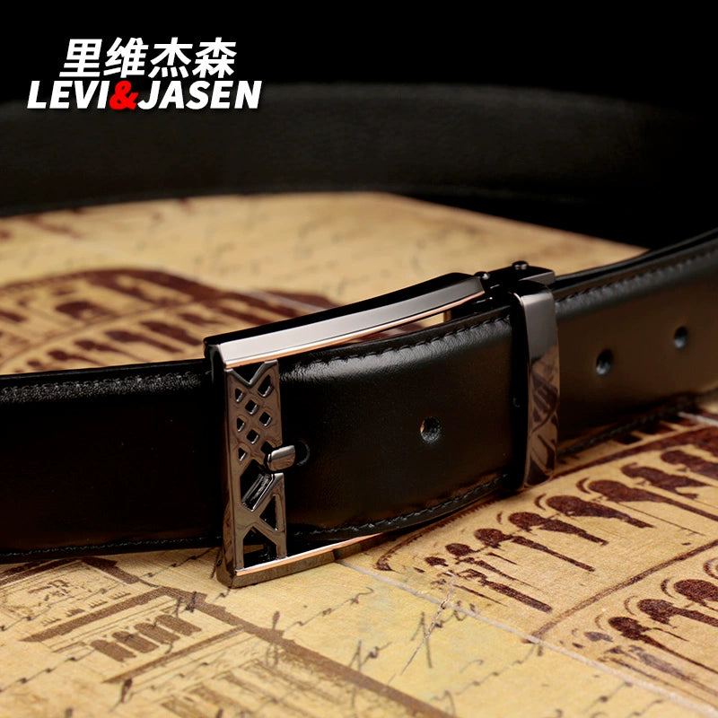 Belt men's leather youth pinbuckle simple youth trouser belt business formal glossy pure cowhide suit belt