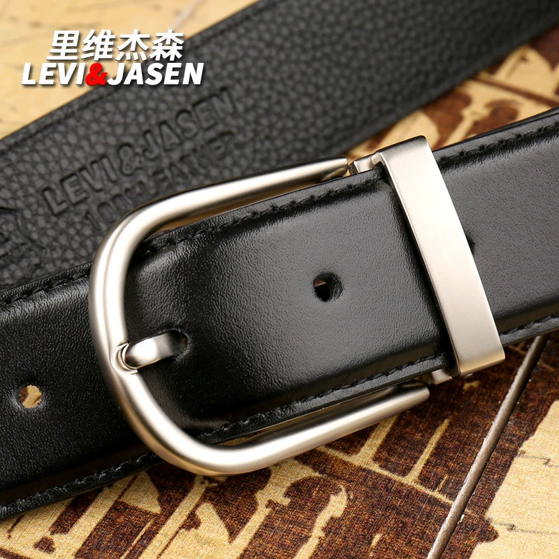 Belt men's leather youth pinbuckle simple youth trouser belt business formal glossy pure cowhide suit belt