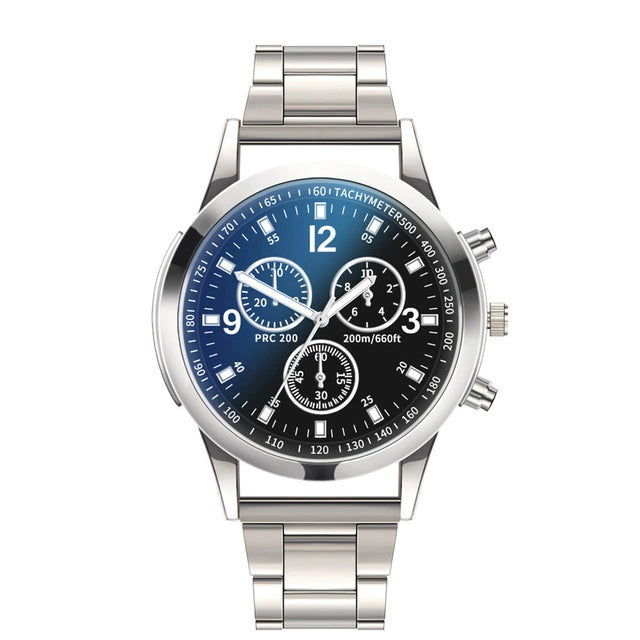 2025 New Fashion Trend Watches Men's Steel Belt Quartz Watch Business Casual Waterproof Luminous Three-Eye Six Needles