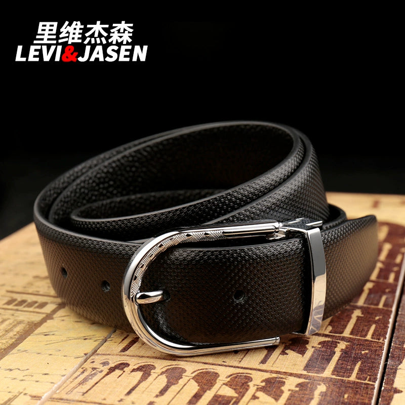 Belt men's leather youth pinbuckle simple youth trouser belt business formal glossy pure cowhide suit belt