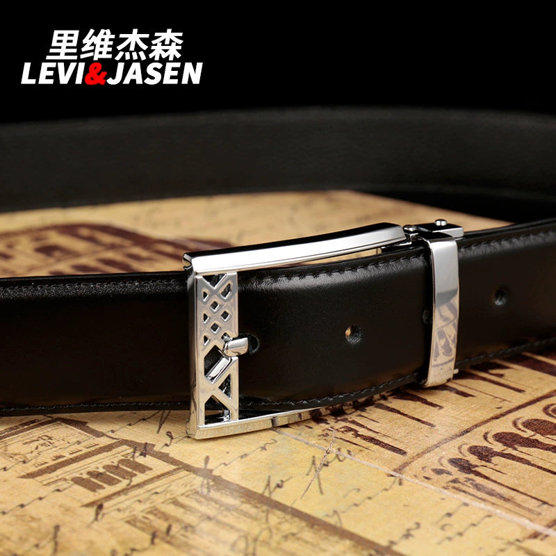 Belt men's leather youth pinbuckle simple youth trouser belt business formal glossy pure cowhide suit belt