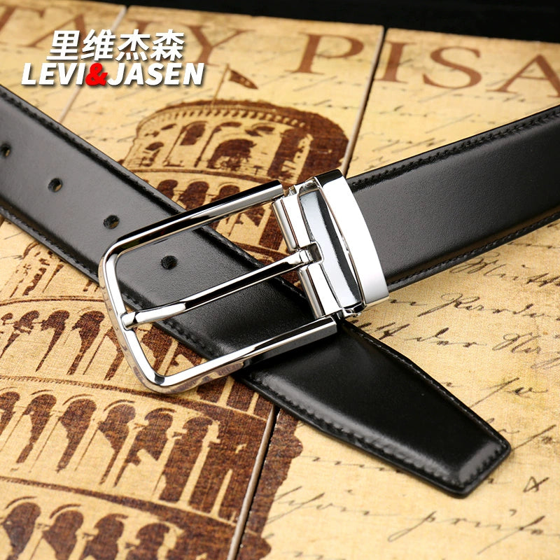 Belt men's leather youth pinbuckle simple youth trouser belt business formal glossy pure cowhide suit belt