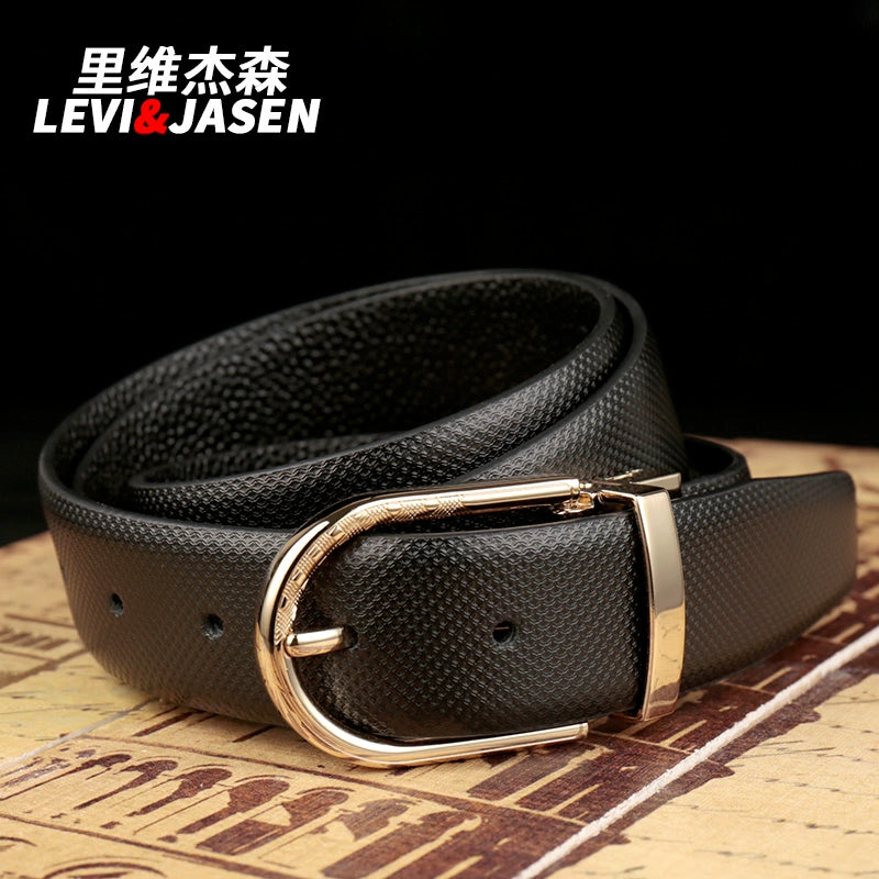 Belt men's leather youth pinbuckle simple youth trouser belt business formal glossy pure cowhide suit belt
