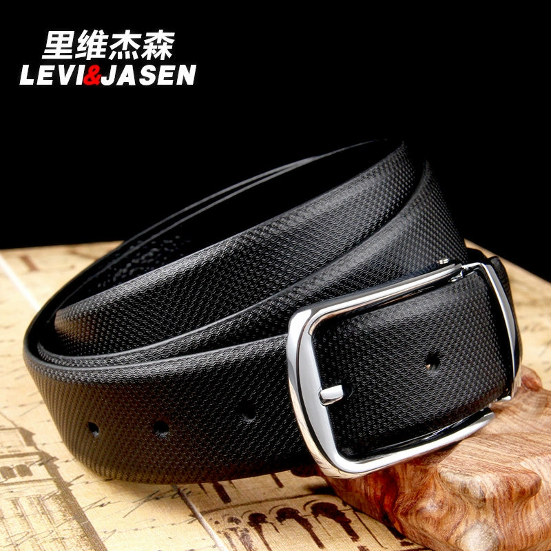 Belt men's leather youth pinbuckle simple youth trouser belt business formal glossy pure cowhide suit belt