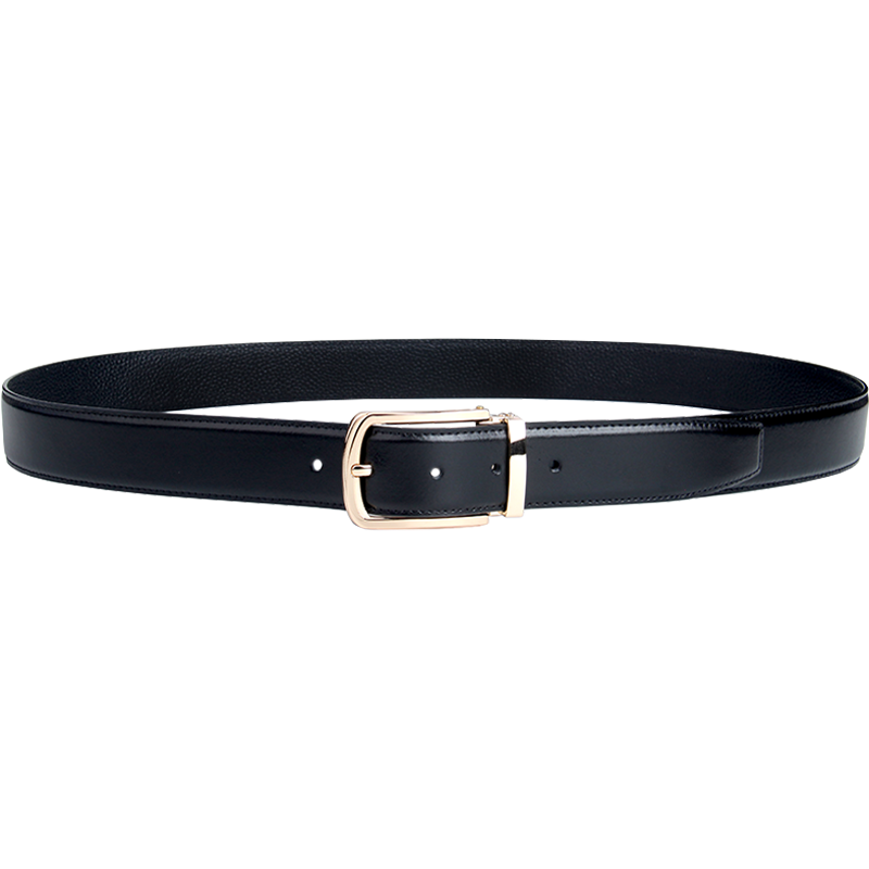 Belt men's leather youth pinbuckle simple youth trouser belt business formal glossy pure cowhide suit belt