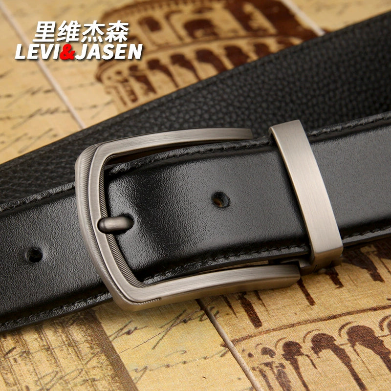 Belt men's leather youth pinbuckle simple youth trouser belt business formal glossy pure cowhide suit belt