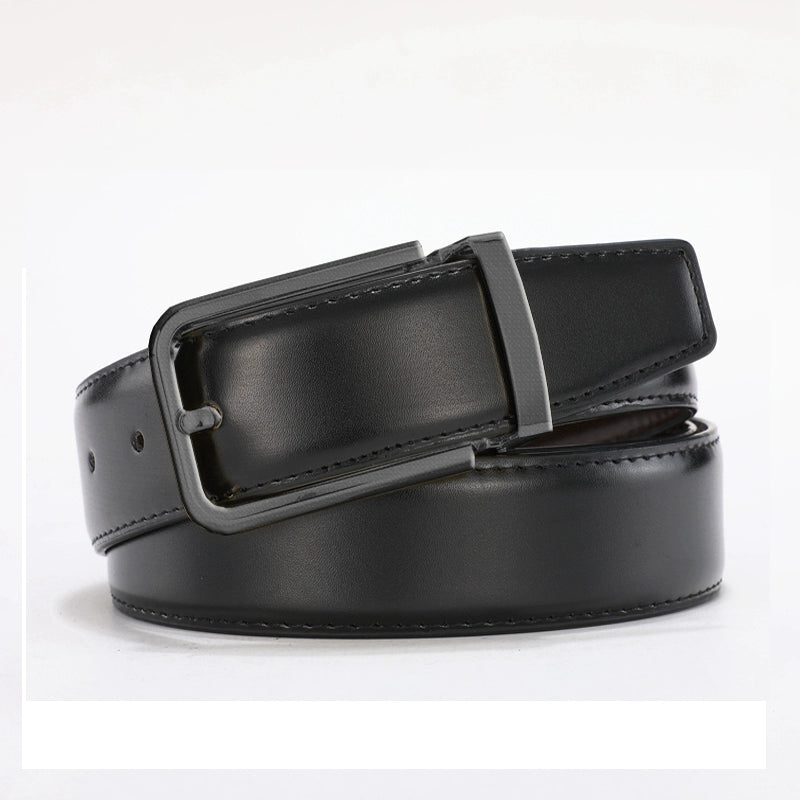 Belt men's leather pinbuckle cowhide belt authentic pants belt commuter business soft narrow 3.3 wide trousers formal holes