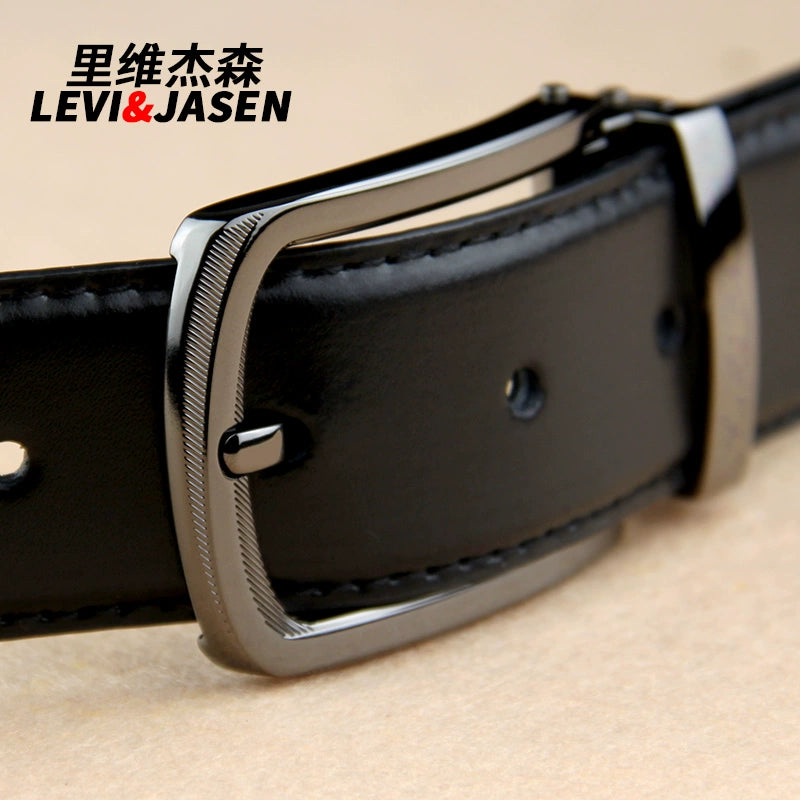 Belt men's leather youth pinbuckle simple youth trouser belt business formal glossy pure cowhide suit belt