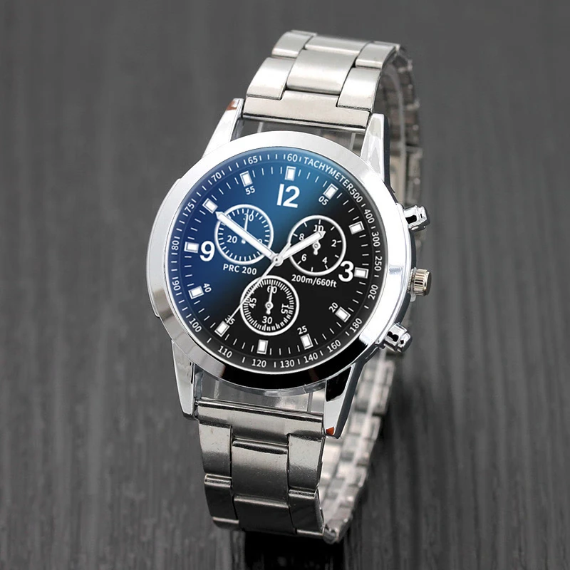 2025 New Fashion Trend Watches Men's Steel Belt Quartz Watch Business Casual Waterproof Luminous Three-Eye Six Needles
