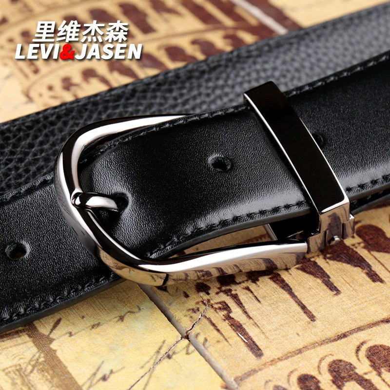 Belt men's leather youth pinbuckle simple youth trouser belt business formal glossy pure cowhide suit belt