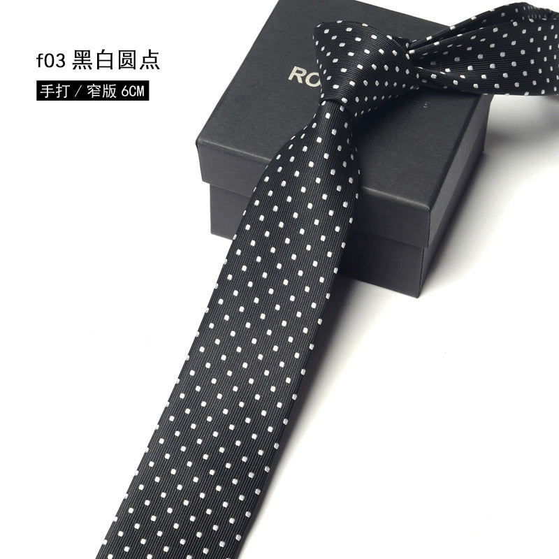 Men's Korean version narrow 6cm hand tie zipper no-shirt women's business dress black, blue and red groom wedding gift