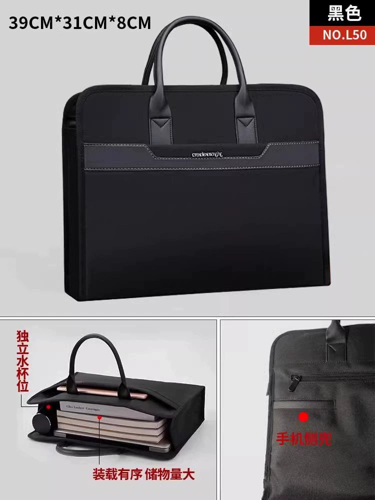 Briefcase Men's Handbag Document Bag Men's Business 2025 New Computer Commuter Office Tote Bag Customization
