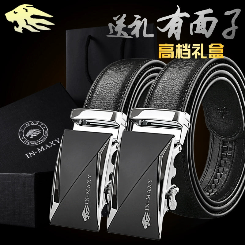 Belt men's genuine leather belt 2025 new genuine high-grade cowhide business versatile young man trouser belt gift box