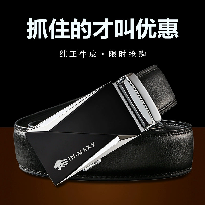 Belt men's genuine leather belt 2025 new genuine high-grade cowhide business versatile young man trouser belt gift box