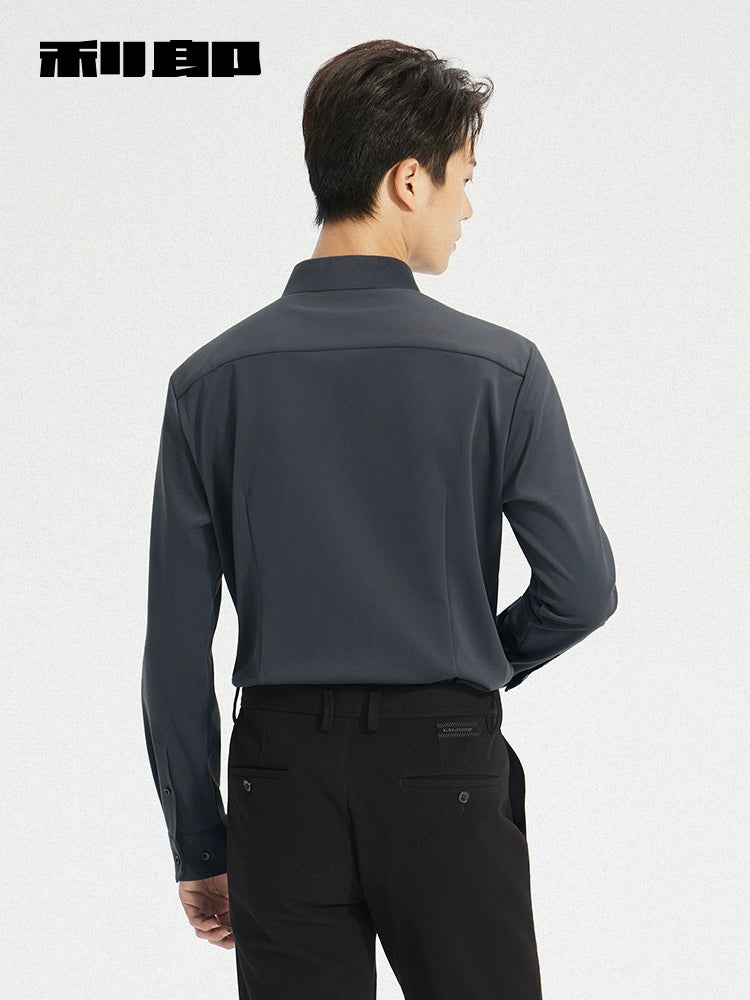 [Far Infrared] Lilang official shirt men's 2025 winter business casual men's solid color pointed collar warm shirt