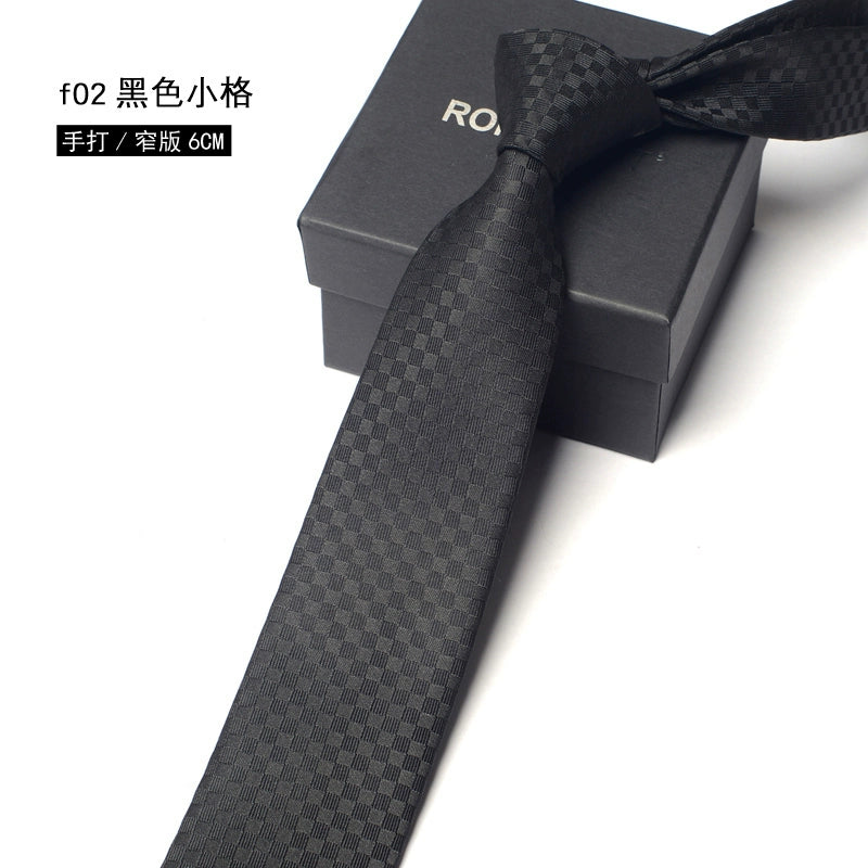 Men's Korean version narrow 6cm hand tie zipper no-shirt women's business dress black, blue and red groom wedding gift