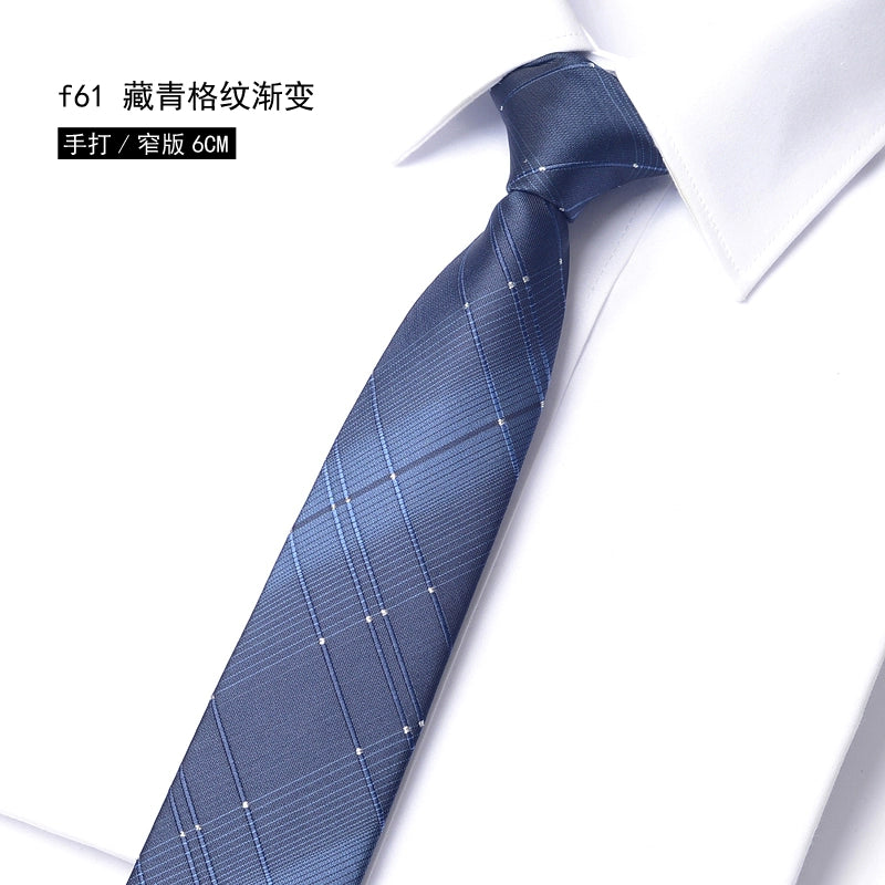 Men's Korean version narrow 6cm hand tie zipper no-shirt women's business dress black, blue and red groom wedding gift