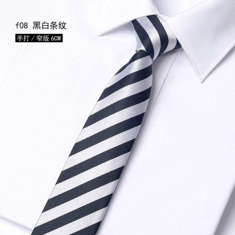 Men's Korean version narrow 6cm hand tie zipper no-shirt women's business dress black, blue and red groom wedding gift