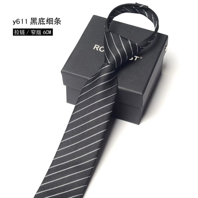 Men's Korean version narrow 6cm hand tie zipper no-shirt women's business dress black, blue and red groom wedding gift