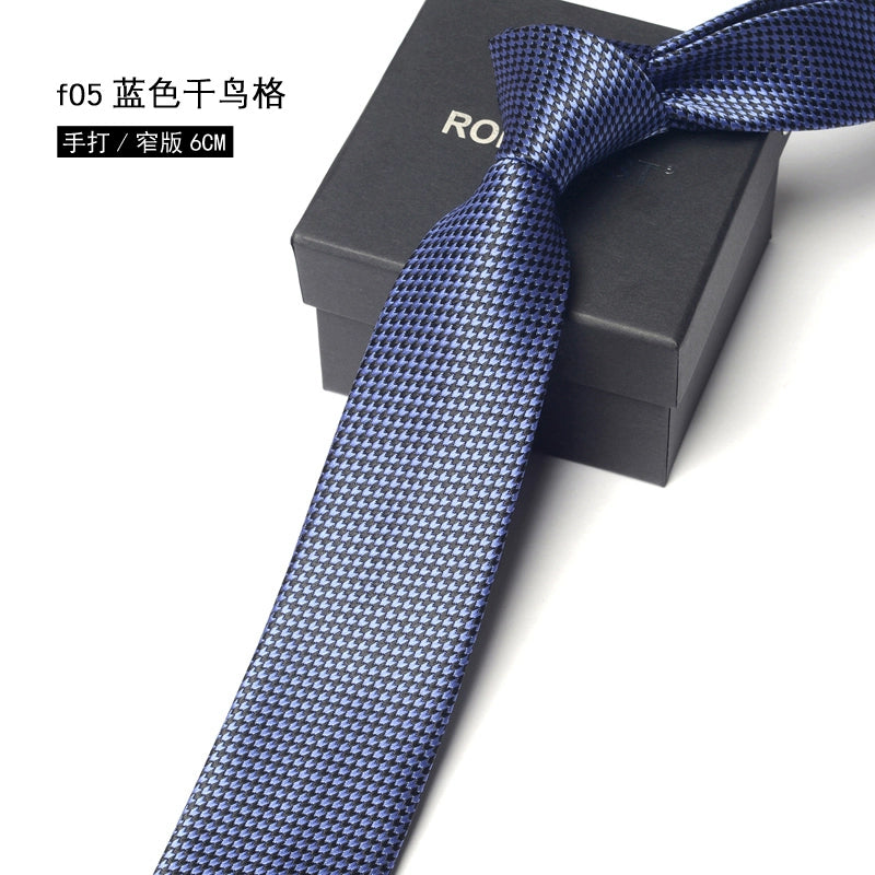 Men's Korean version narrow 6cm hand tie zipper no-shirt women's business dress black, blue and red groom wedding gift