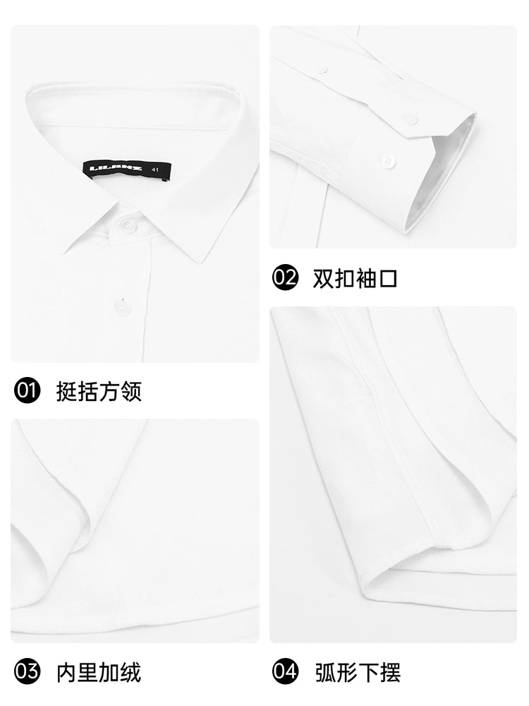 Lilang official Modal long-sleeved shirt men's 2025 winter warm business shirt