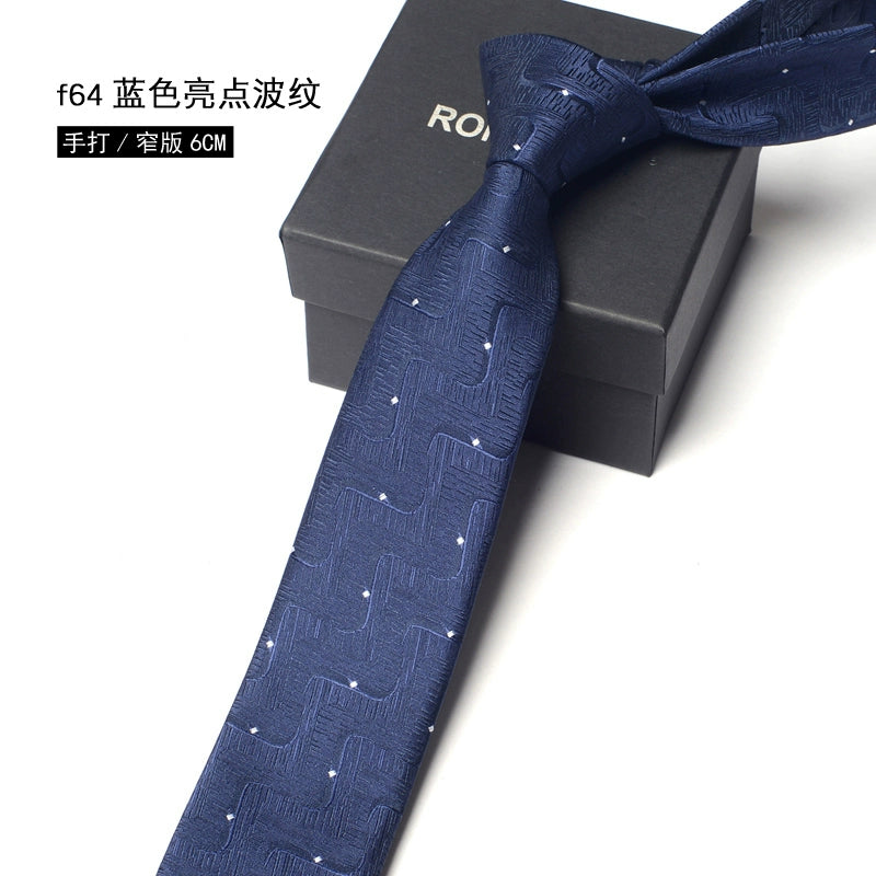 Men's Korean version narrow 6cm hand tie zipper no-shirt women's business dress black, blue and red groom wedding gift