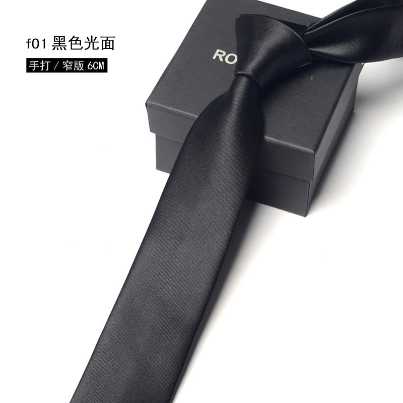 Men's Korean version narrow 6cm hand tie zipper no-shirt women's business dress black, blue and red groom wedding gift