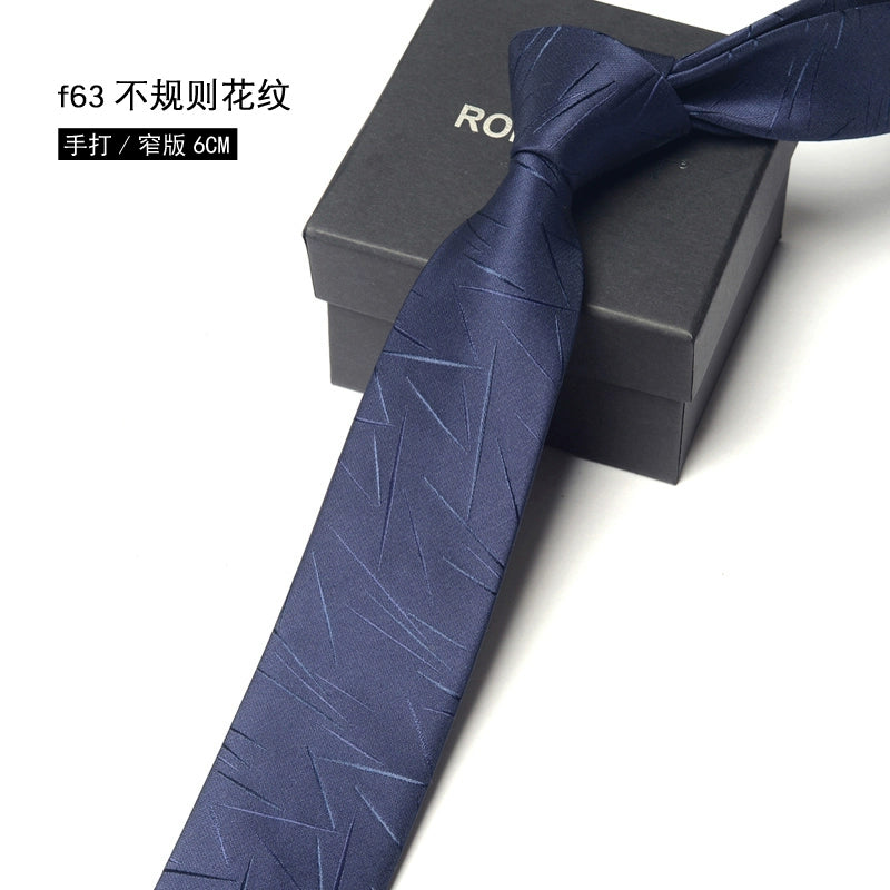 Men's Korean version narrow 6cm hand tie zipper no-shirt women's business dress black, blue and red groom wedding gift