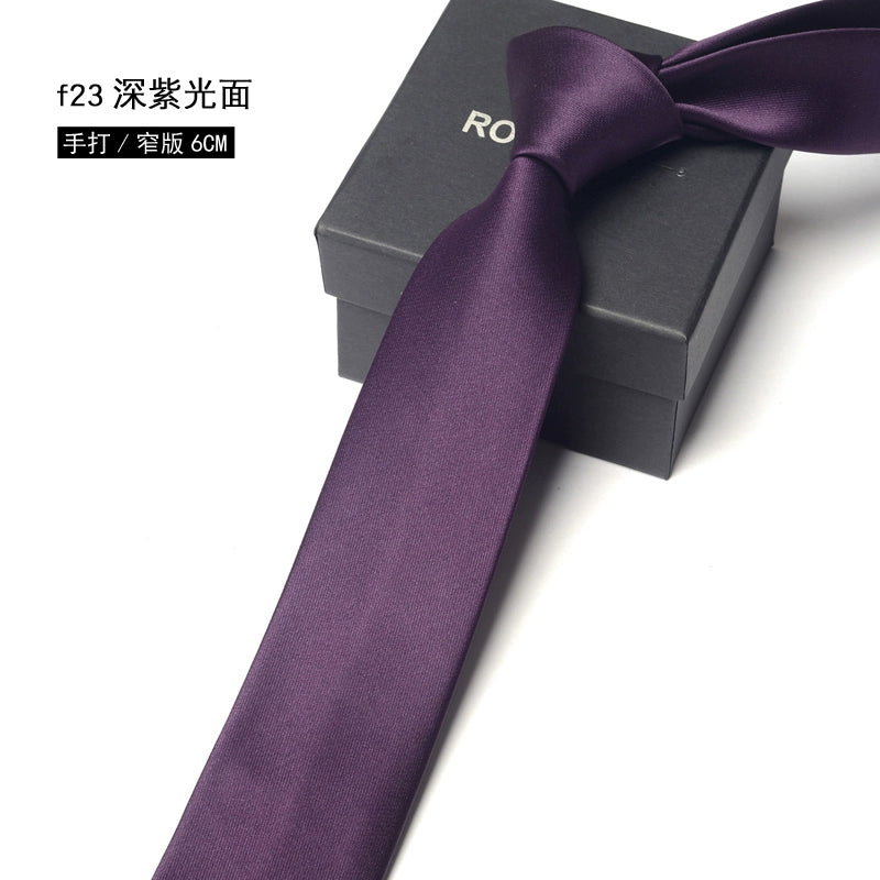 Men's Korean version narrow 6cm hand tie zipper no-shirt women's business dress black, blue and red groom wedding gift