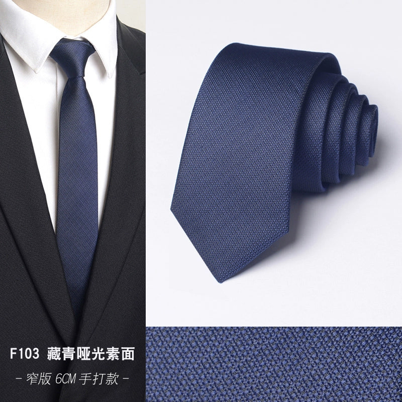 Men's Korean version narrow 6cm hand tie zipper no-shirt women's business dress black, blue and red groom wedding gift