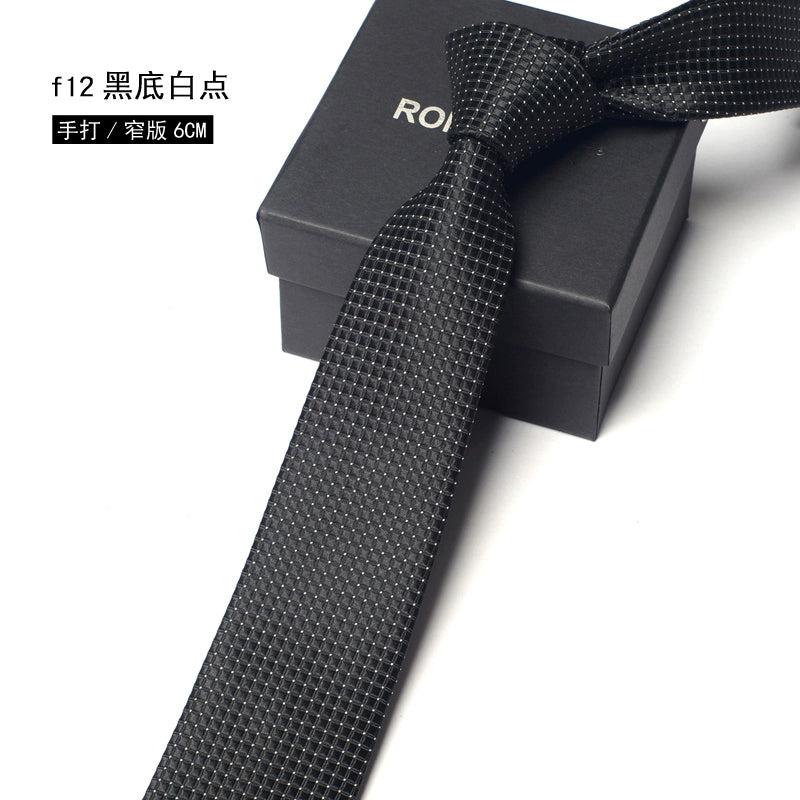 Men's Korean version narrow 6cm hand tie zipper no-shirt women's business dress black, blue and red groom wedding gift