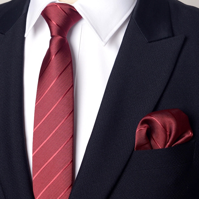 Men's Korean version narrow 6cm hand tie zipper no-shirt women's business dress black, blue and red groom wedding gift