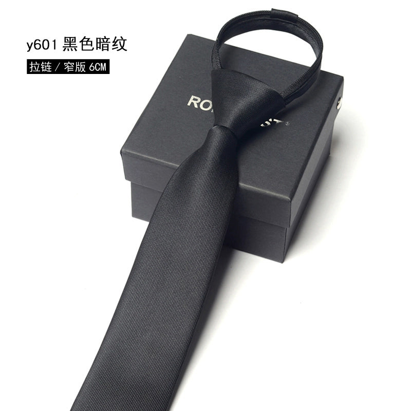 Men's Korean version narrow 6cm hand tie zipper no-shirt women's business dress black, blue and red groom wedding gift