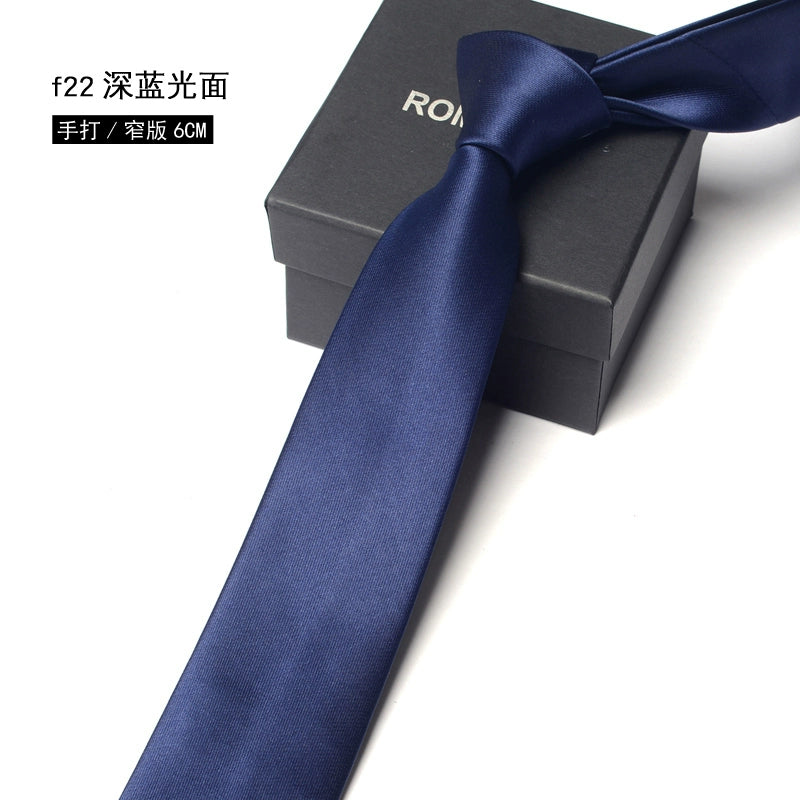 Men's Korean version narrow 6cm hand tie zipper no-shirt women's business dress black, blue and red groom wedding gift