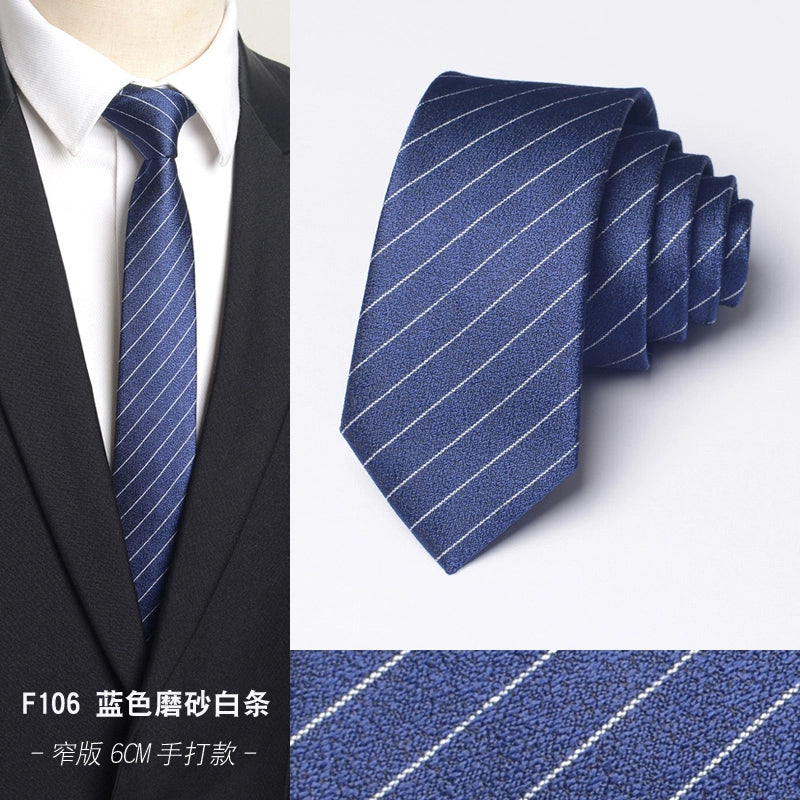 Men's Korean version narrow 6cm hand tie zipper no-shirt women's business dress black, blue and red groom wedding gift