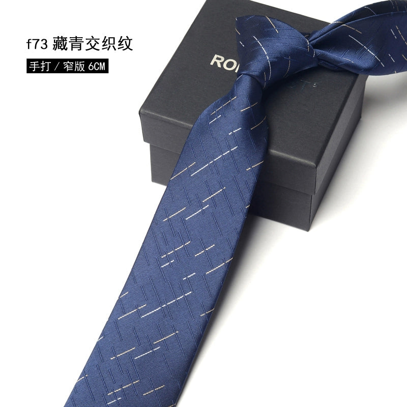 Men's Korean version narrow 6cm hand tie zipper no-shirt women's business dress black, blue and red groom wedding gift