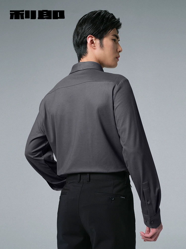 [Far Infrared Heat] Lilang Official Long Sleeve Shirt Men's Trend Print 2025 Winter New Shirt