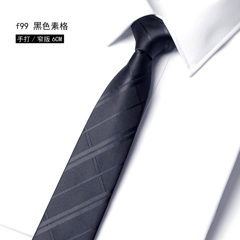 Men's Korean version narrow 6cm hand tie zipper no-shirt women's business dress black, blue and red groom wedding gift