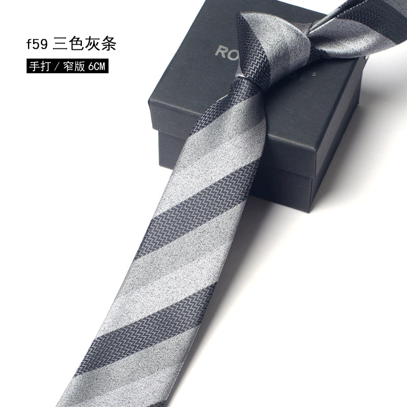 Men's Korean version narrow 6cm hand tie zipper no-shirt women's business dress black, blue and red groom wedding gift