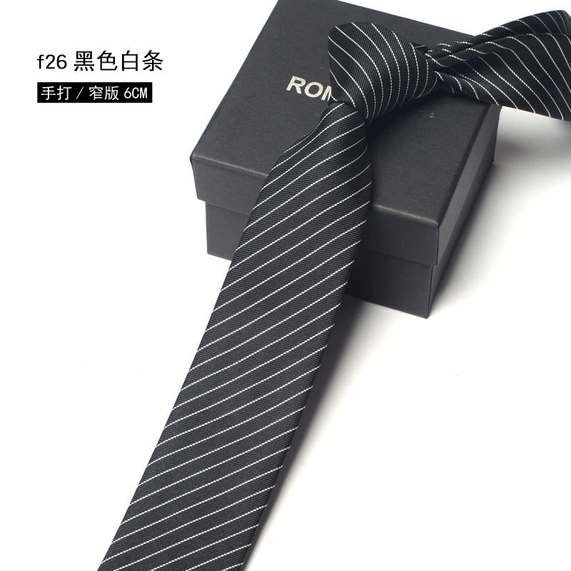 Men's Korean version narrow 6cm hand tie zipper no-shirt women's business dress black, blue and red groom wedding gift