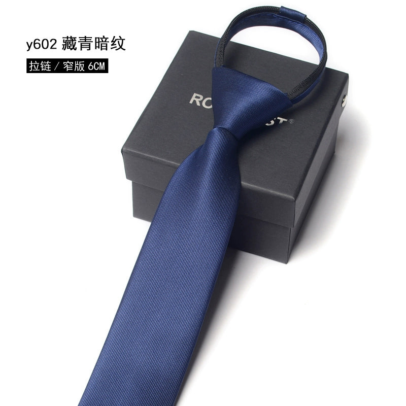 Men's Korean version narrow 6cm hand tie zipper no-shirt women's business dress black, blue and red groom wedding gift