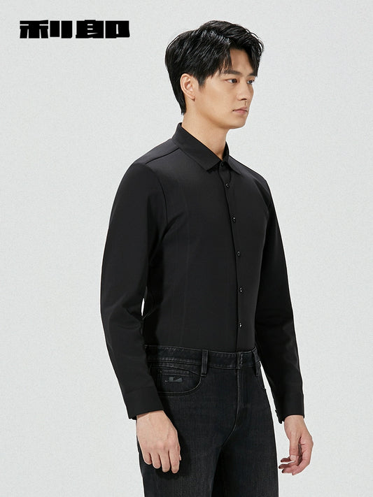 [Far Infrared Heat] Lilang Official Shirt Men's 2025 Winter New Business Men's Solid Color Thick Shirt