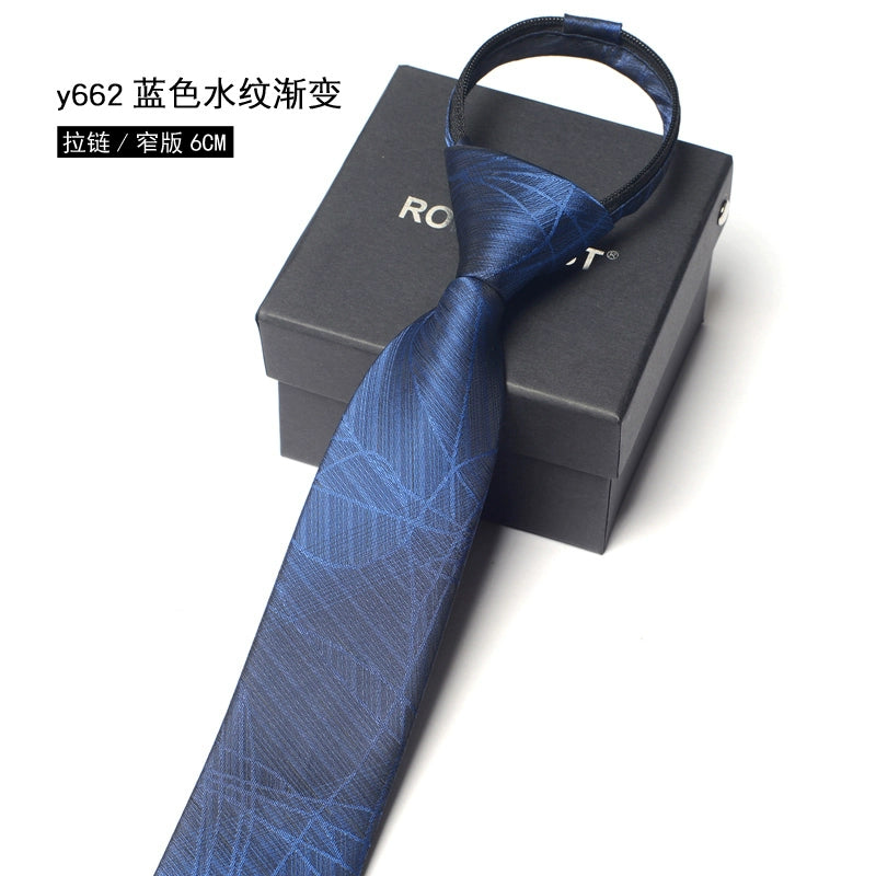 Men's Korean version narrow 6cm hand tie zipper no-shirt women's business dress black, blue and red groom wedding gift