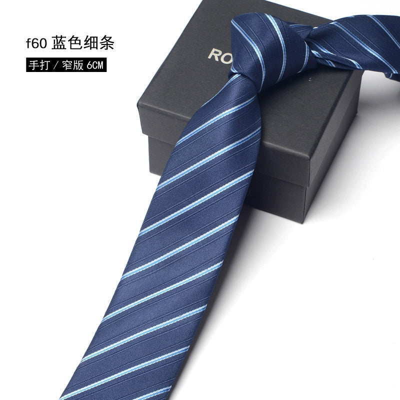 Men's Korean version narrow 6cm hand tie zipper no-shirt women's business dress black, blue and red groom wedding gift