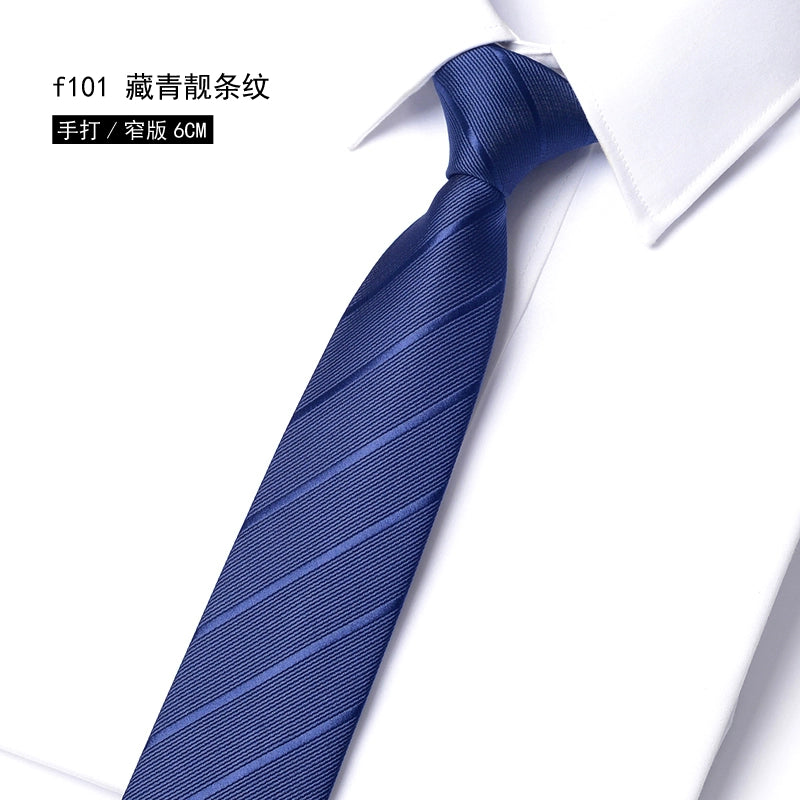 Men's Korean version narrow 6cm hand tie zipper no-shirt women's business dress black, blue and red groom wedding gift