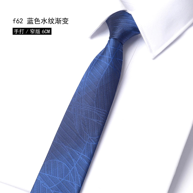Men's Korean version narrow 6cm hand tie zipper no-shirt women's business dress black, blue and red groom wedding gift