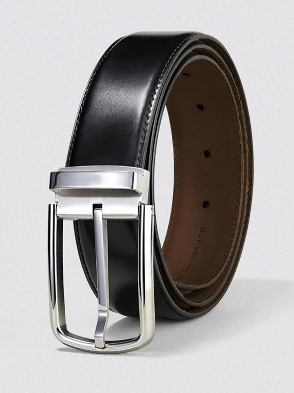 Belt men's leather pinbuckle cowhide belt authentic pants belt commuter business soft narrow 3.3 wide trousers formal holes