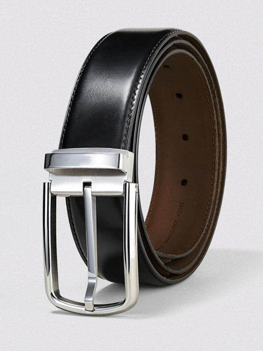 Belt men's leather pinbuckle cowhide belt authentic pants belt commuter business soft narrow 3.3 wide trousers formal holes