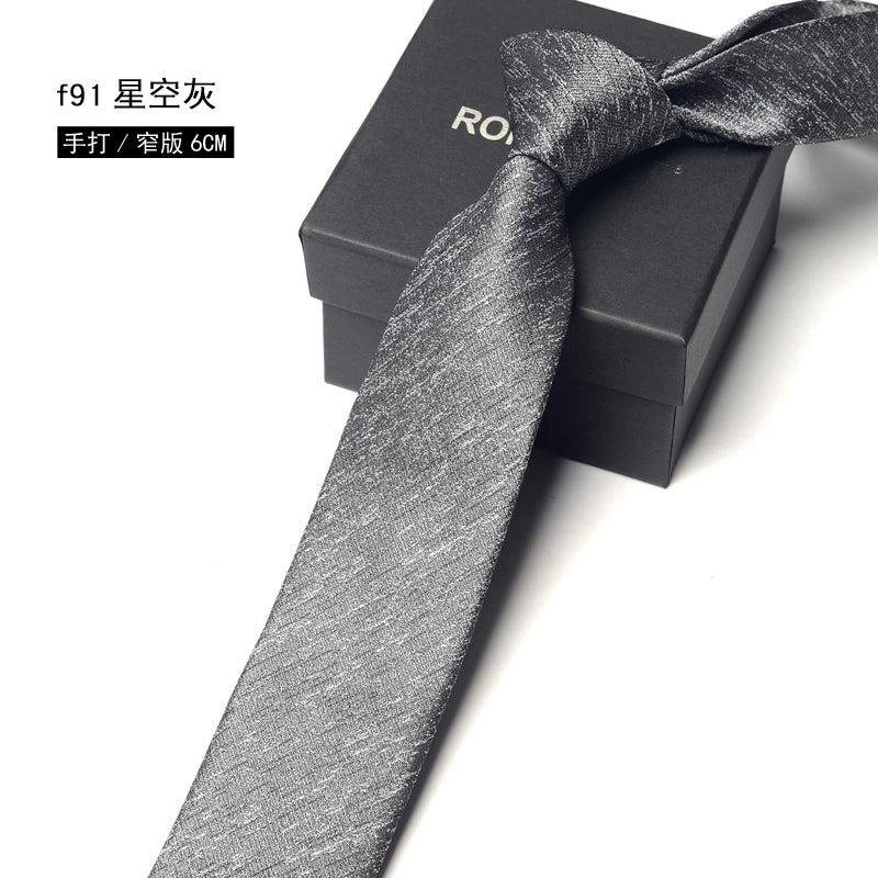 Men's Korean version narrow 6cm hand tie zipper no-shirt women's business dress black, blue and red groom wedding gift