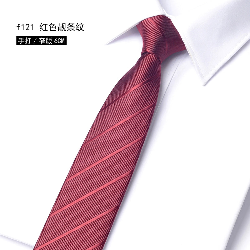 Men's Korean version narrow 6cm hand tie zipper no-shirt women's business dress black, blue and red groom wedding gift